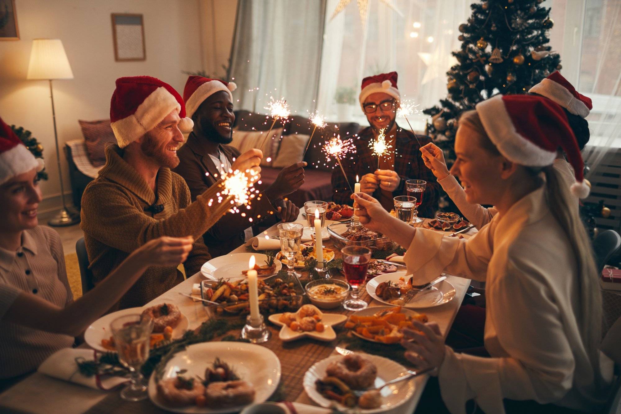 Friends Celebrating Christmas Together